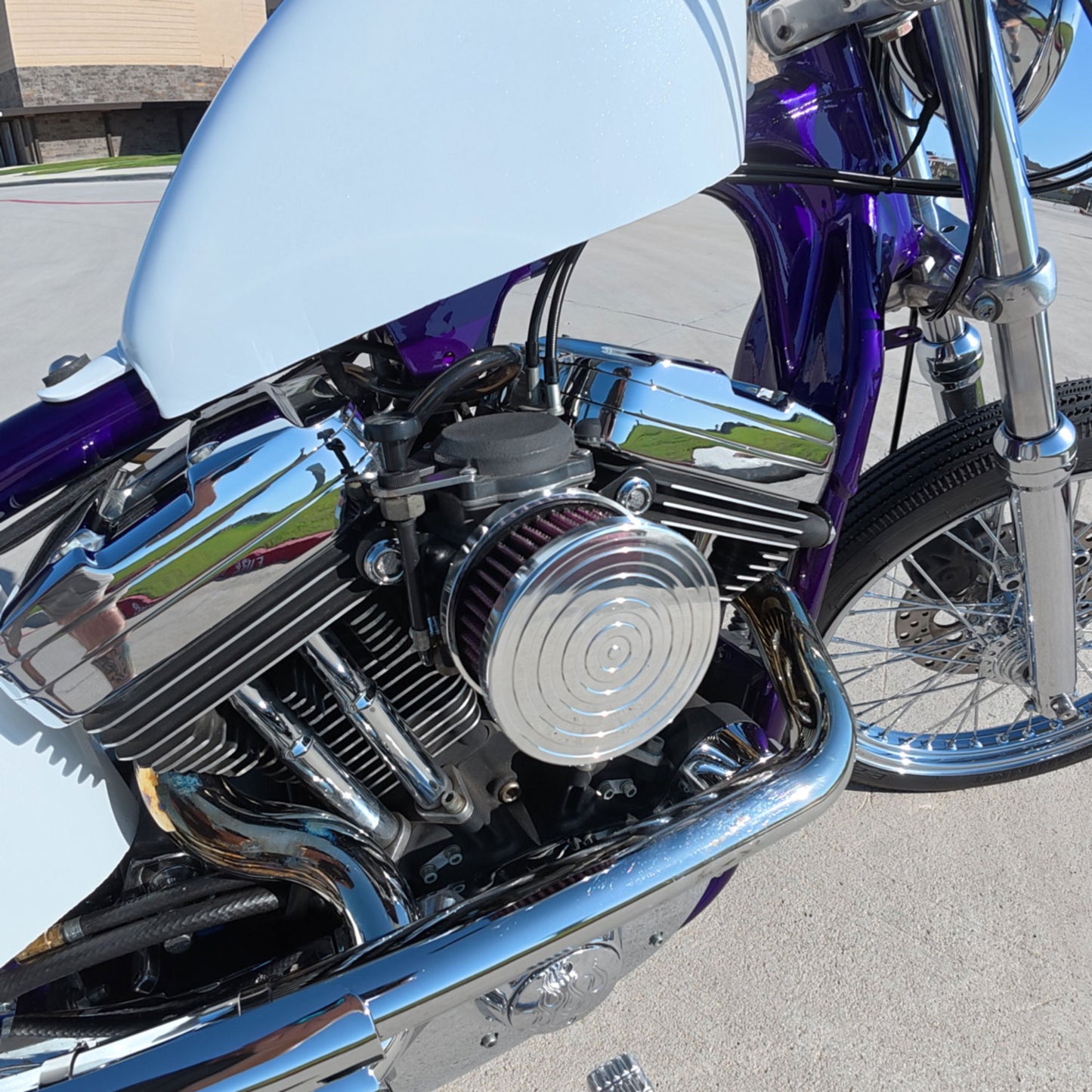 Boogie Co Air Cleaner 4" Billet Spiral for Harley Davidson CV Carburetors on Sportster Hardtail Chopper - Polished