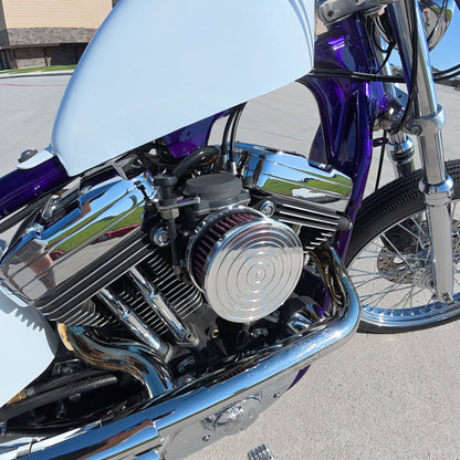 Boogie Co Air Cleaner 4" Billet Spiral for Harley Davidson CV Carburetors on Sportster Hardtail Chopper - Polished