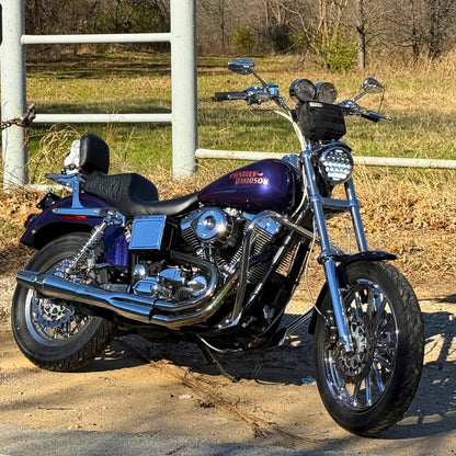 Boogie co BMF 5.75” led headlight on 1999 dyna convertible chromed out club style motorcycle