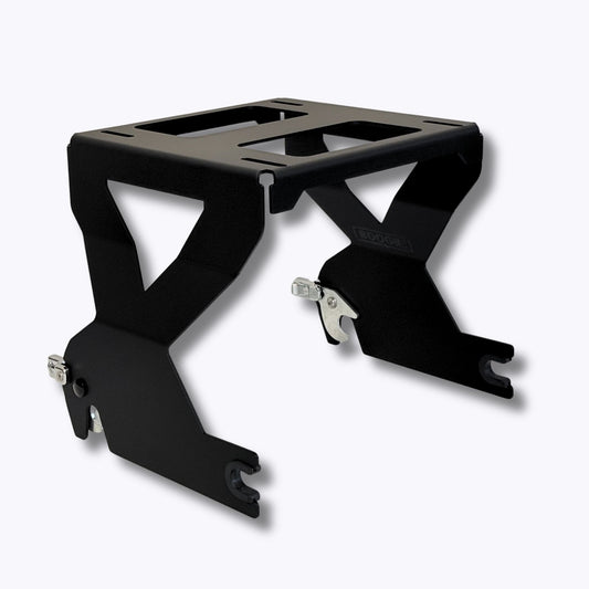 Solo Tour Pack Mount for Lowrider S and ST by Boogie Co in Black with Chrome Hardware