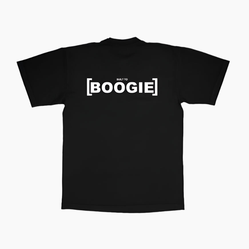 Built to Boogie Premium Tee Shirt in Black Back Side