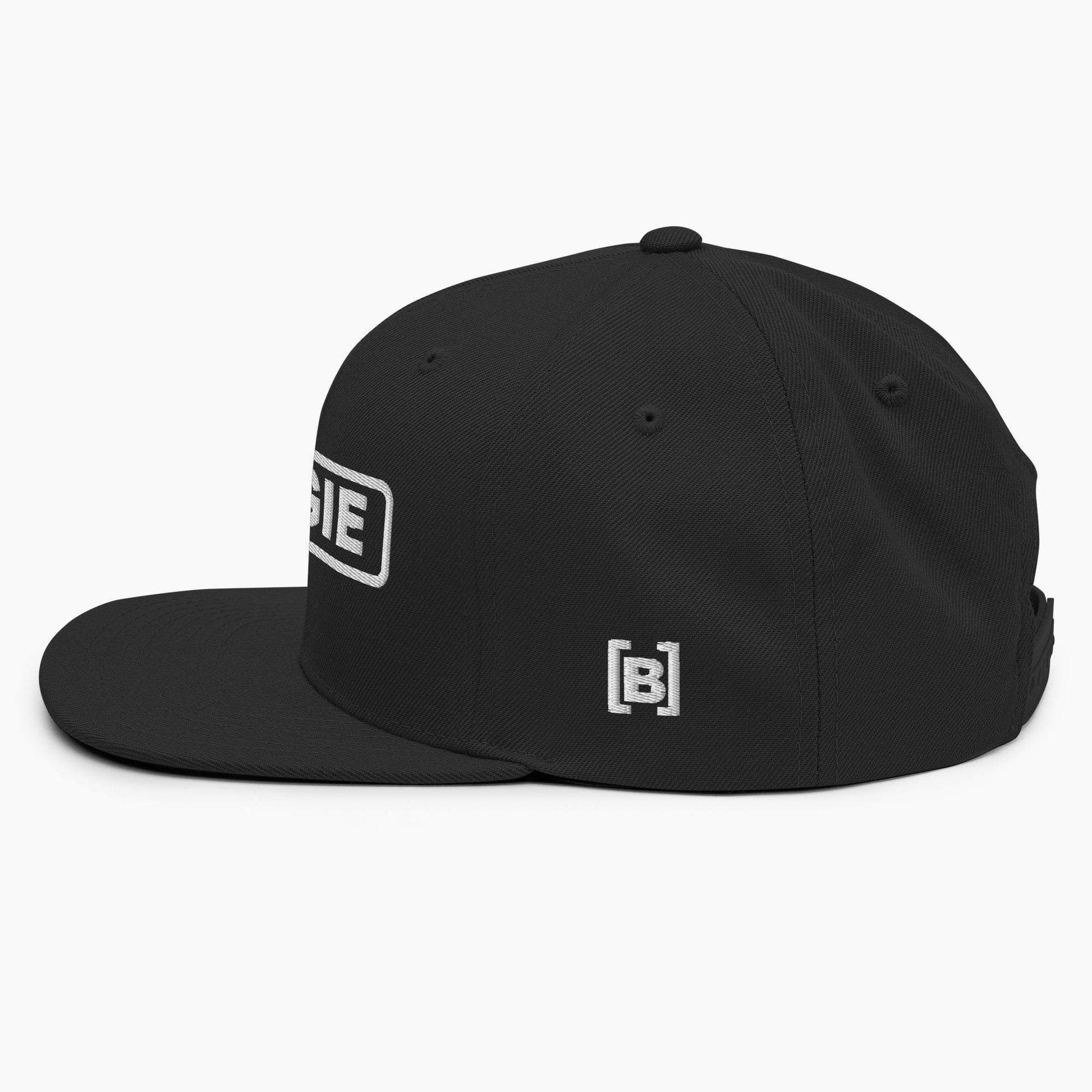 Boogie Co Logo Snapback Hat in Black Side Shot