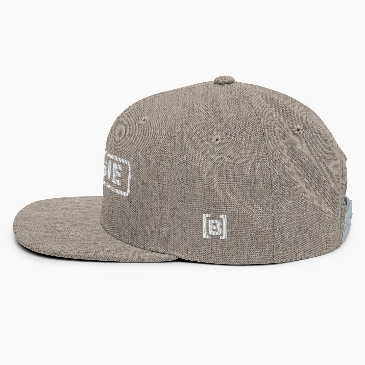 Boogie Co Logo Snapback Hat in Heather Grey Side Profile