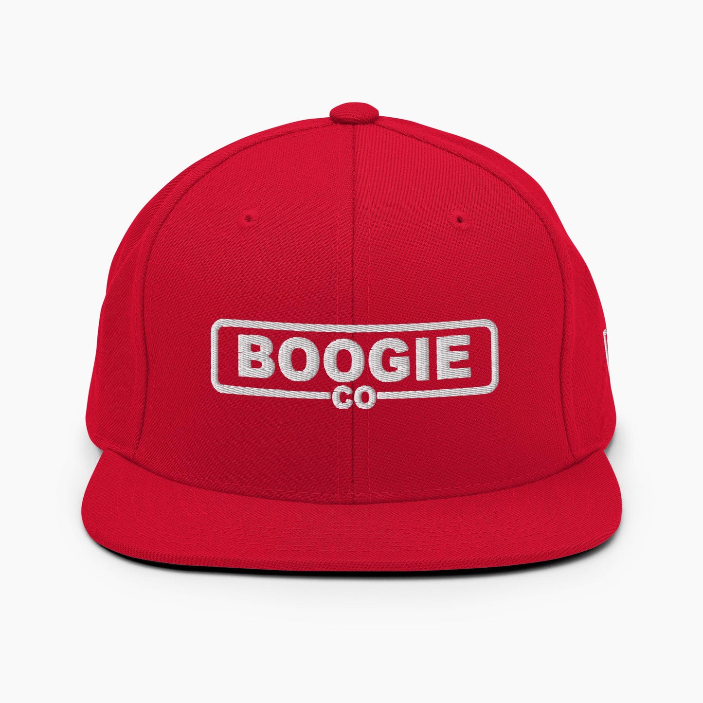 Boogie Co Logo Snapback Hat in Red & White