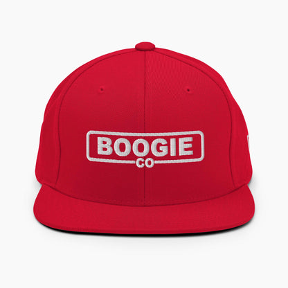 Boogie Co Logo Snapback Hat in Red & White
